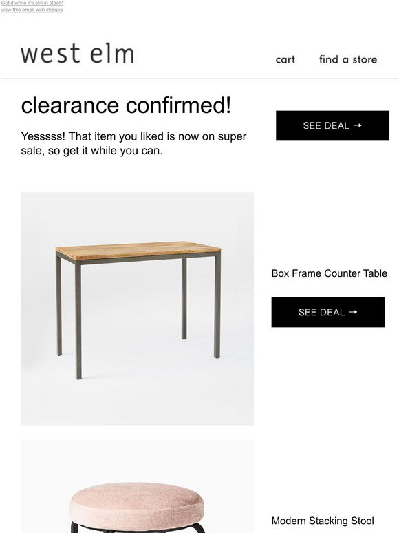 West Elm: Clearance announcement: The Box Frame Counter Table won't ...