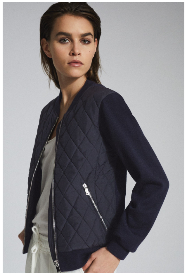 Reiss Harper - Hybrid Zip Through Quilted Jacket in Grey Marl