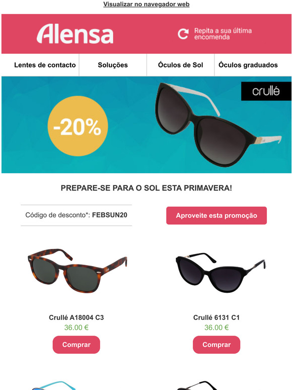 Um desconto em óculos de sol -- só para si!