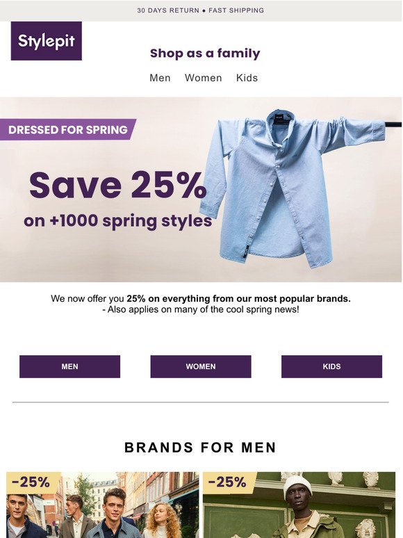 Save 25% on +1000 spring styles!