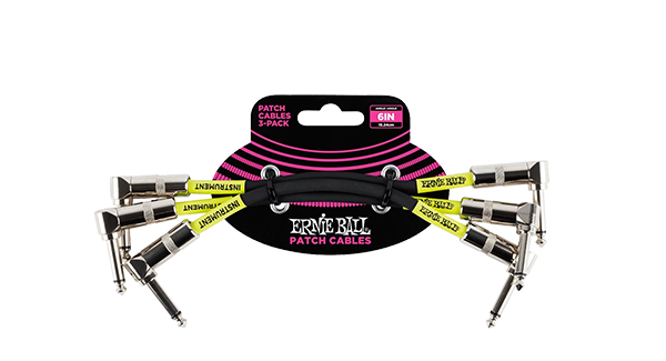 Ernie Ball 6 Inch Angle / Angle Patch Cable 3-Pack - Black