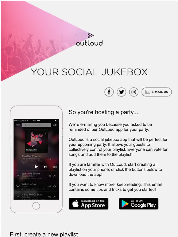 Reminder to use OutLoud at your upcoming party