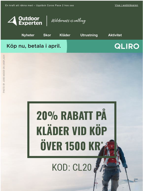 Få 20% rabatt på kläder vid köp över 1500 kr!