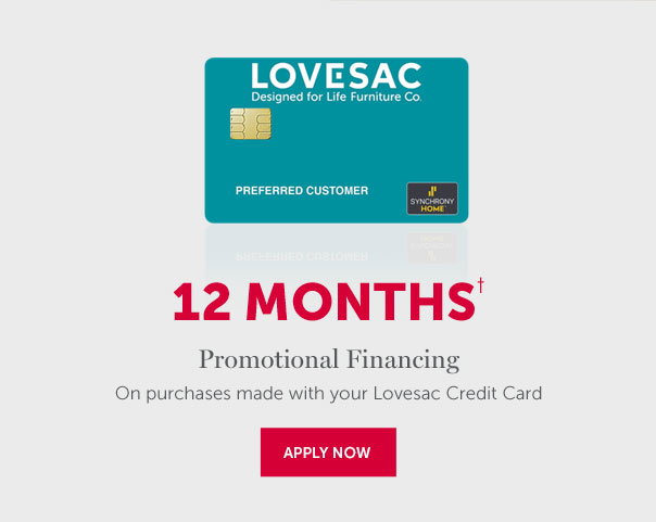 12 Months† | Promotional Financing On purchases made with your Lovesac Credit Card | APPLY NOW >>