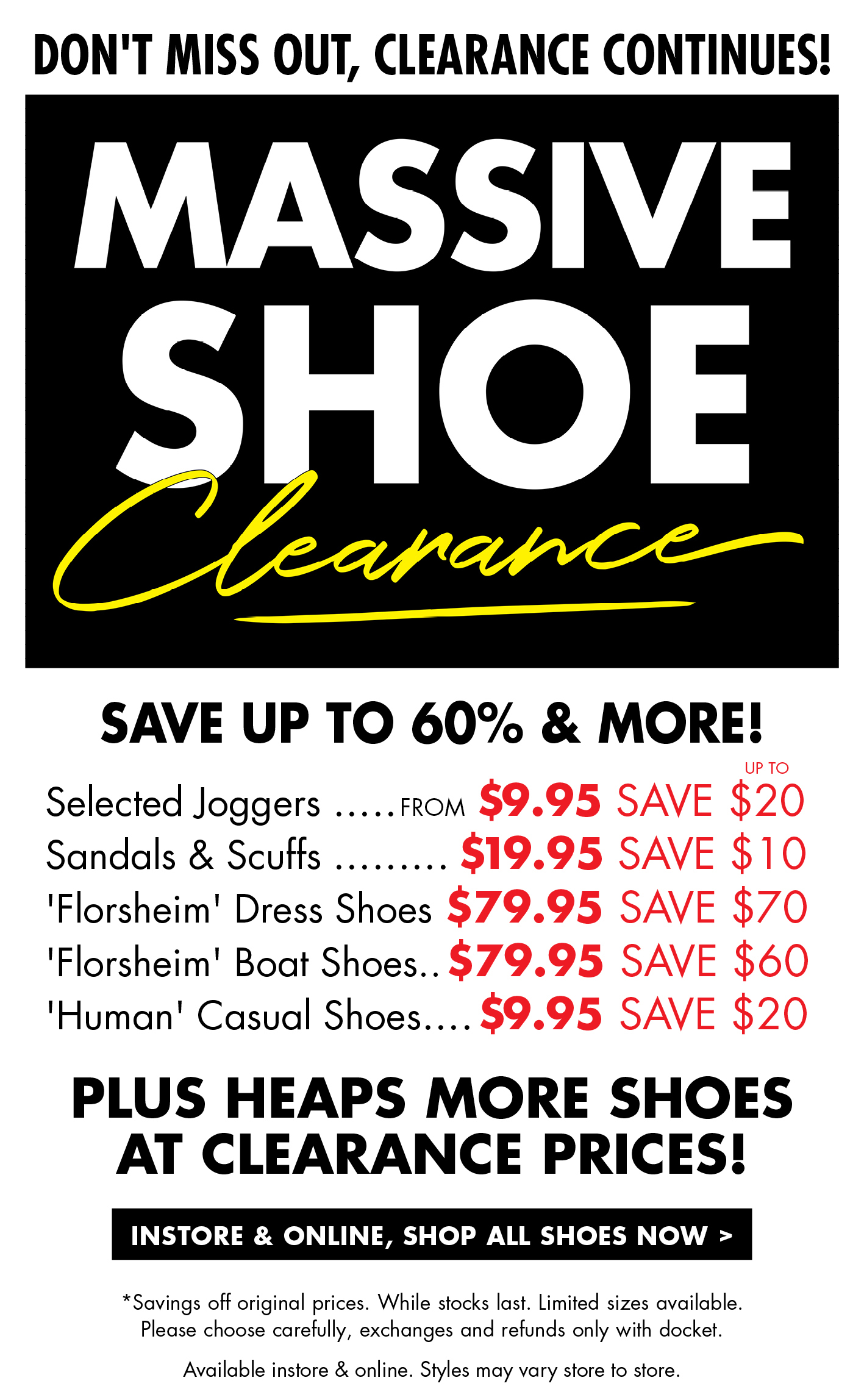 shoe clearance sale online