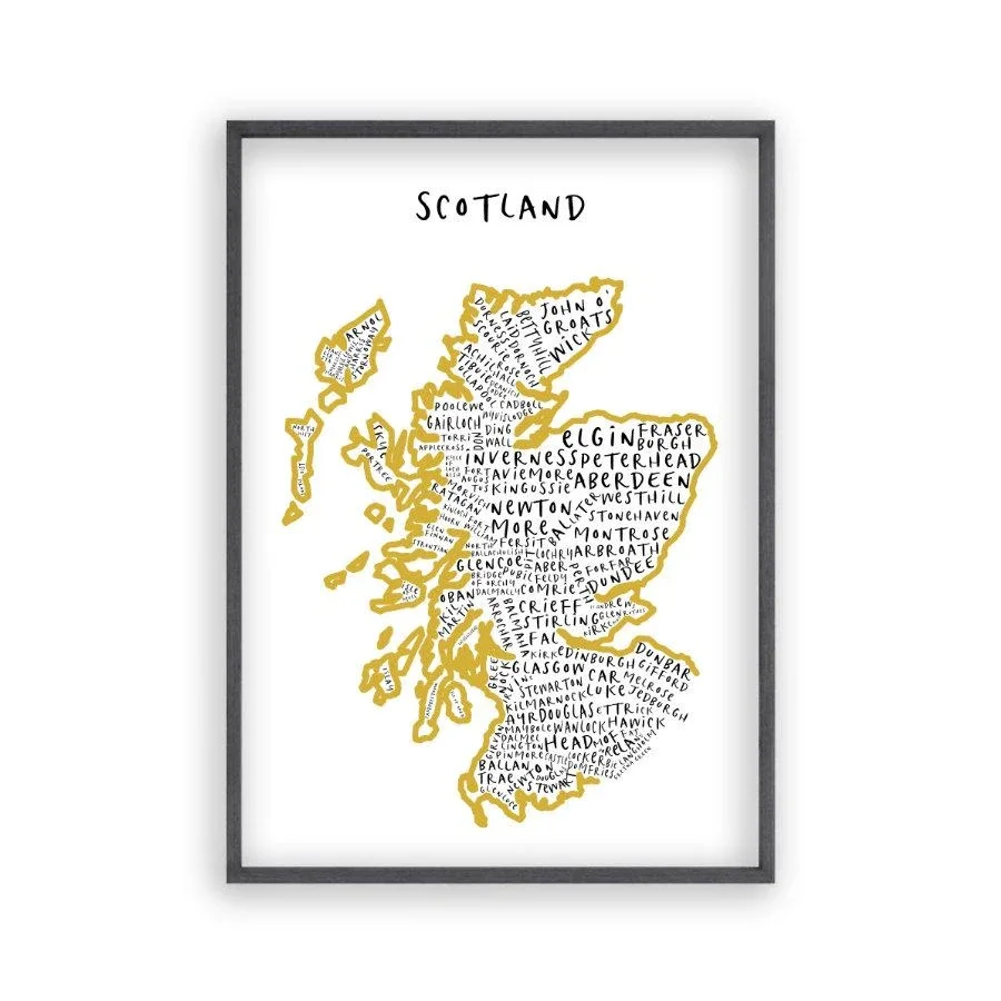 Image of Scotland Typography Map Print