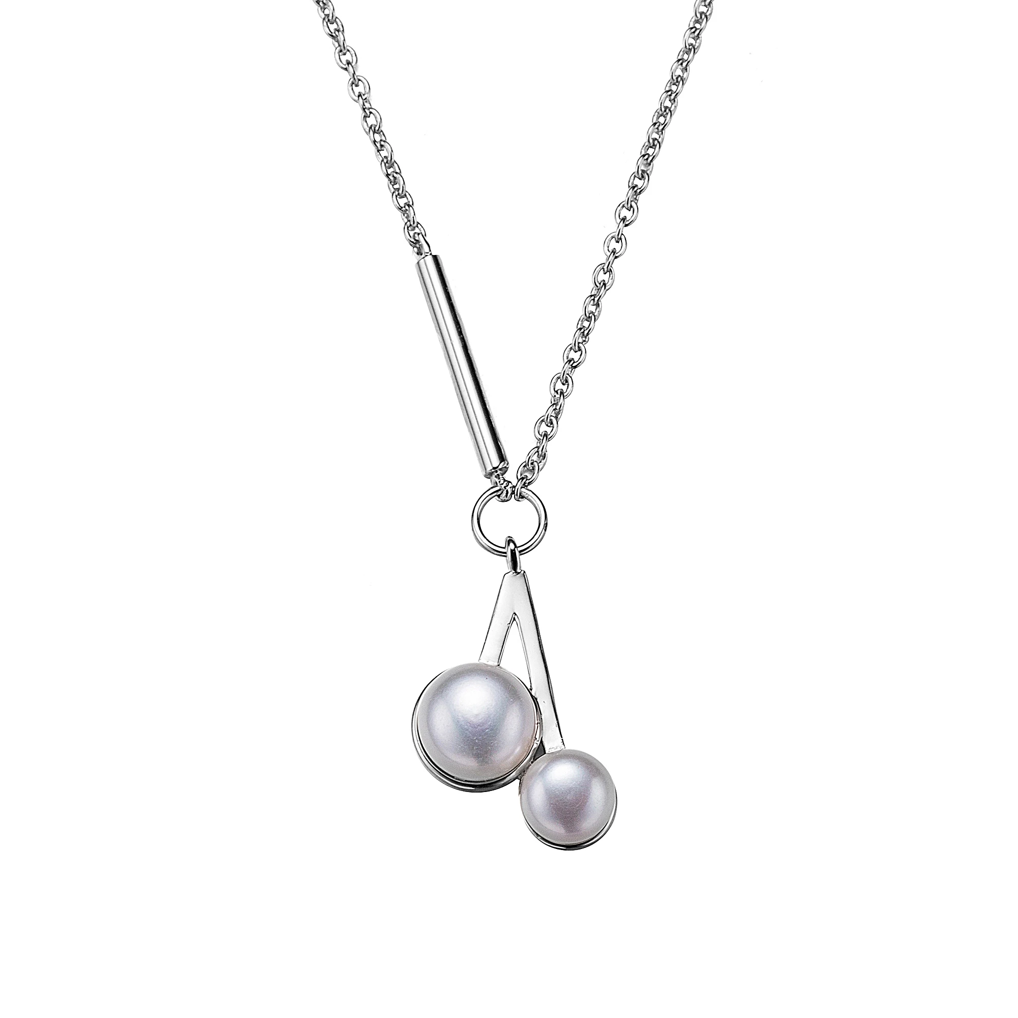 Image of Pearls to My Heart Silver Necklace