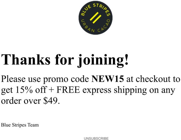Your Coupon from Blue Stripes is Here!