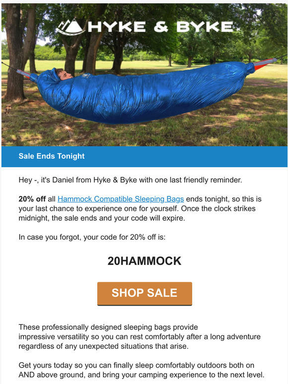 hammock compatible sleeping bag