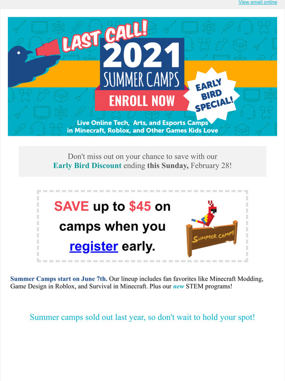 Roblox Camp for Kids, Live, Online for Ages 8-13