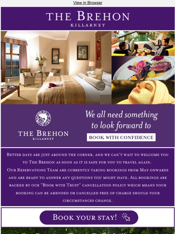 Book with Confidence at The Brehon!