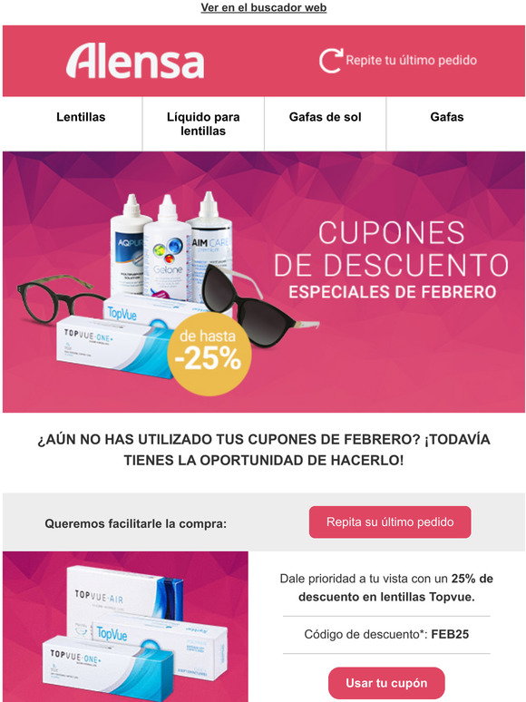 Alensa.es: No te pierdas la última oportunidad de utilizar nuestros  descuentos de febrero. | Milled