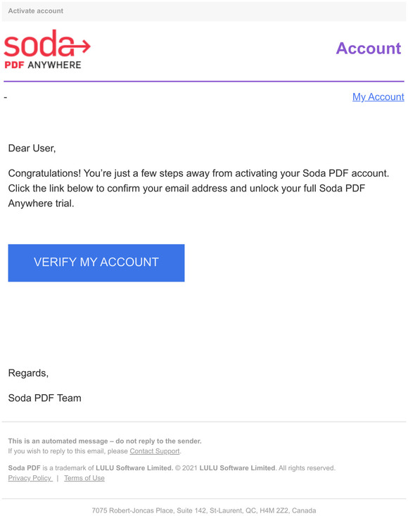 Soda PDF Activate account Milled