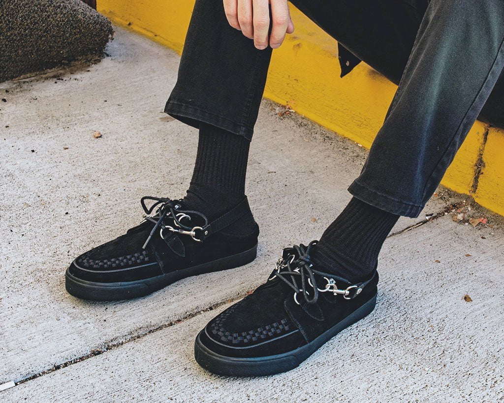 Black Cow Suede Viva Low Sole Creepers