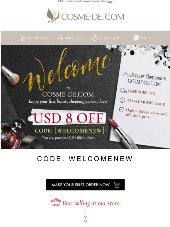 Welcome To COSME-DE.COM. Get Your New Member Offers!