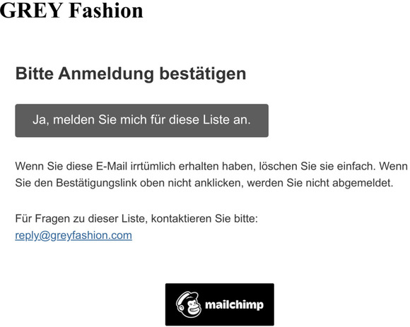 GREY Fashion: Bitte Anmeldung besttigen