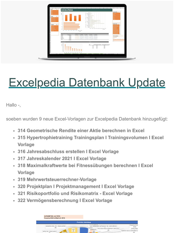 Neue Vorlagen in der Excelpedia-Datenbank