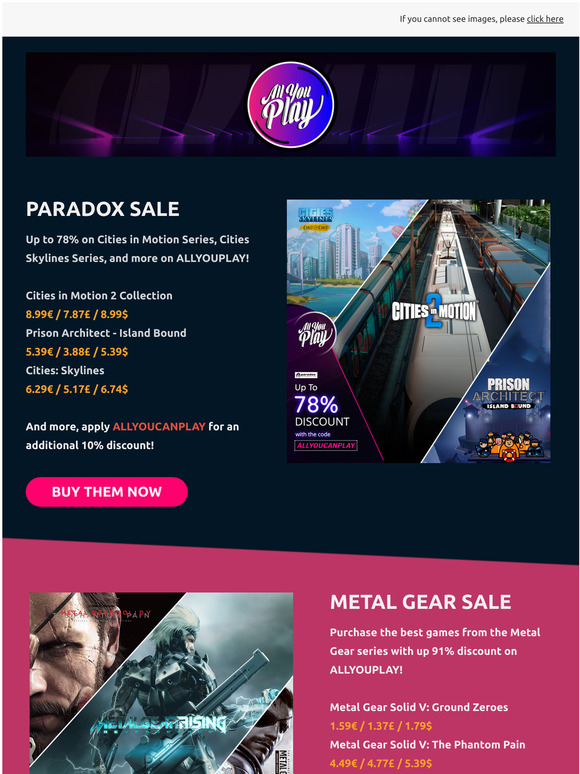 Ananda Games B V Allyouplay February Sale Paradox Metal Gear Series Much More Milled