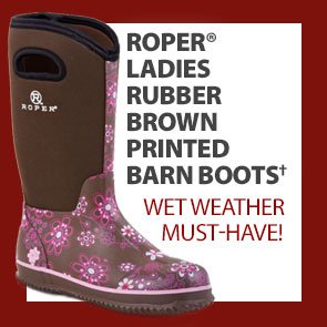 Roper® Ladies Rubber Brown Printed Barn Boots†