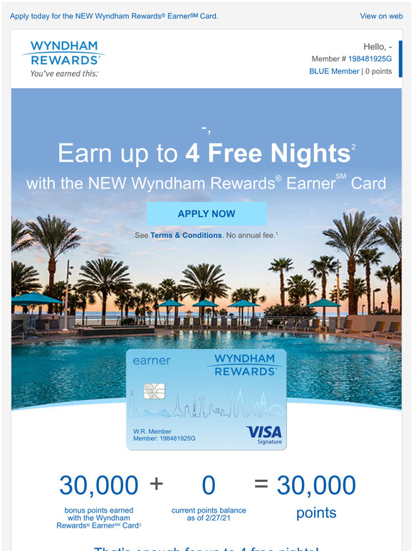 30,000 Bonus Points  up to 4 Free Nights for Your Next Trip