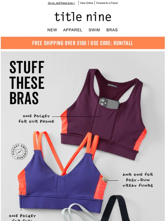 Title Nine Sports bras with pockets?! Milled