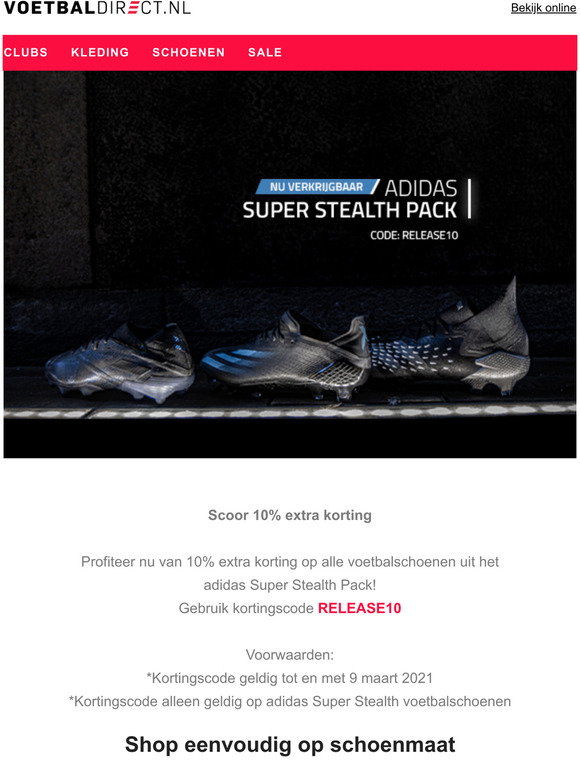 Voetbaldirect.nl: Actie | 10% extra korting op adidas Super Stealth! |  Milled