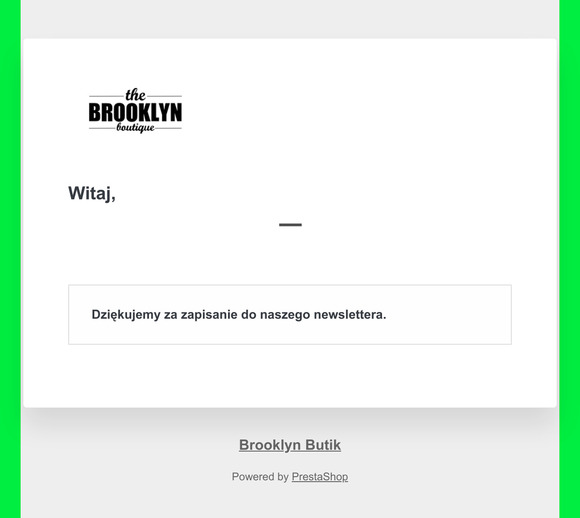 [Brooklyn Butik] Potwierdzenie newslettera