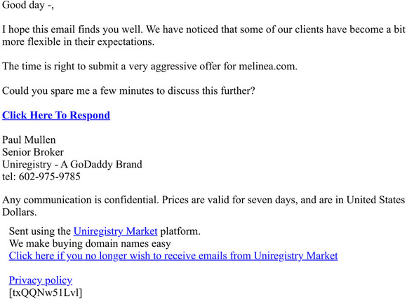 Still interested in melinea.com?