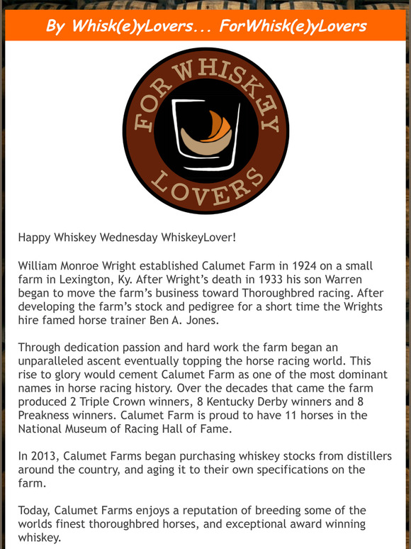 WhiskeyLovers: - Calumet Farm Exceptional Bourbons