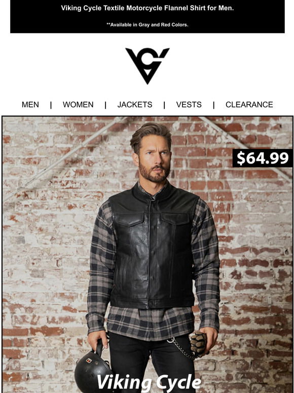 Viking Cycle: $64.99 Viking Cycle Textile Motorcycle Flannel Shirt
