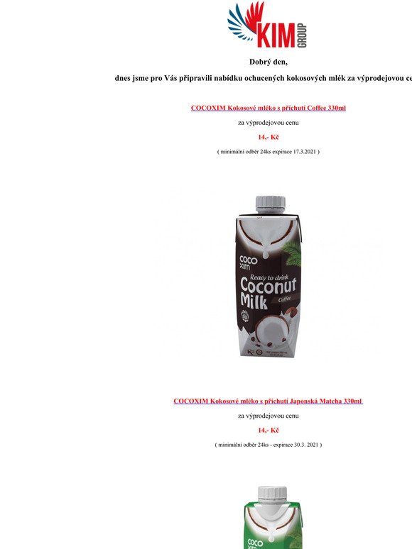 Kokosov mlko za bezkonkurenn cenu - pouze omezen mnostv