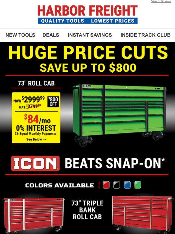 Harbor Freight Tools HUGE PRICE CUTS Save up to 800 on ICON Tool