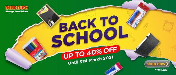 Mr. DIY (MY): SURPRISE SALE! Up to 40% Off Back to School