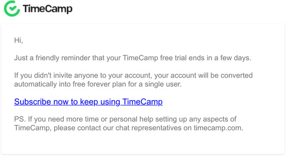 Don't let your TimeCamp trial expire