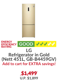 LG Inverter Linear Compressor GB-B4459GV (Nett 451L) Bottom Freezer Refrigerator - Gold