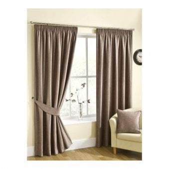 Buckingham Mink Chenille Pencil Pleat Curtains