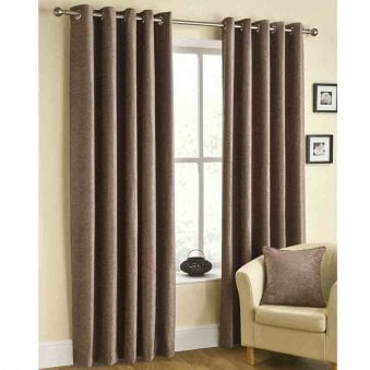 Buckingham Mink Chenille Eyelet Curtains