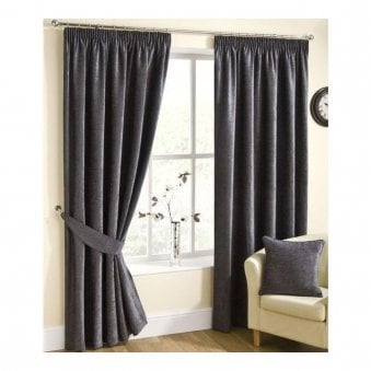 Buckingham Pewter Chenille Pencil Pleat Curtains