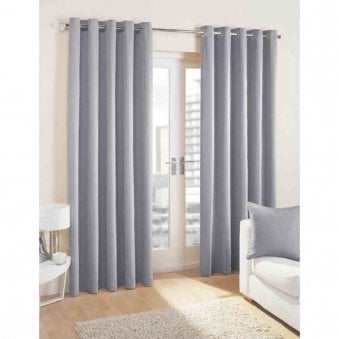 Buckingham Silver Chenille Eyelet Curtains