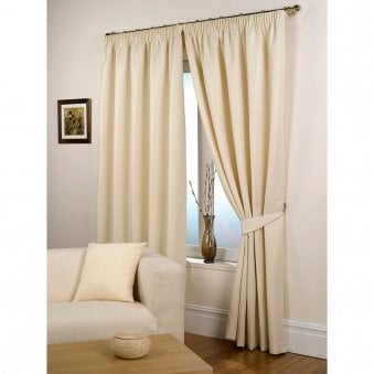 Waffle Natural Pencil Pleat Curtains