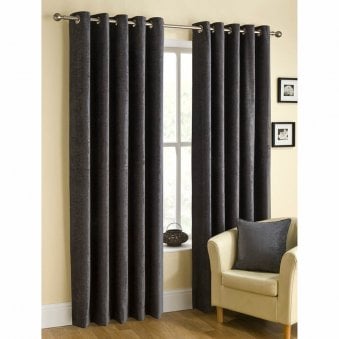 Buckingham Pewter Chenille Eyelet Curtains