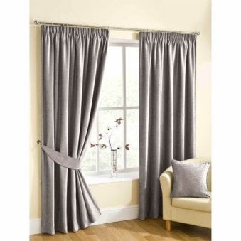 Buckingham Silver Chenille Pencil Pleat Curtains