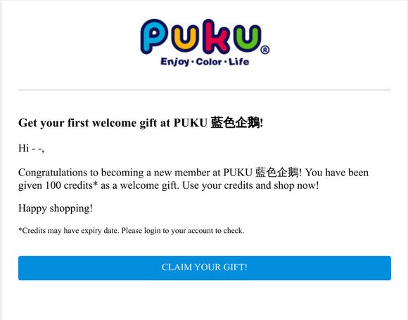 Get your first welcome gift at PUKU !
