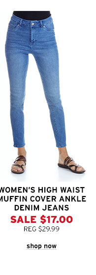 Women's High Waist Muffin Cover Ankle Denim Jeans - Click to Shop Now