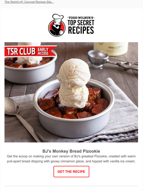Top Secret Recipes, Inc. New hack! BJ's Monkey Bread Pizookie Milled