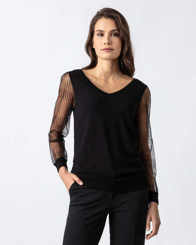 Pullover mit semitransparentem Arm