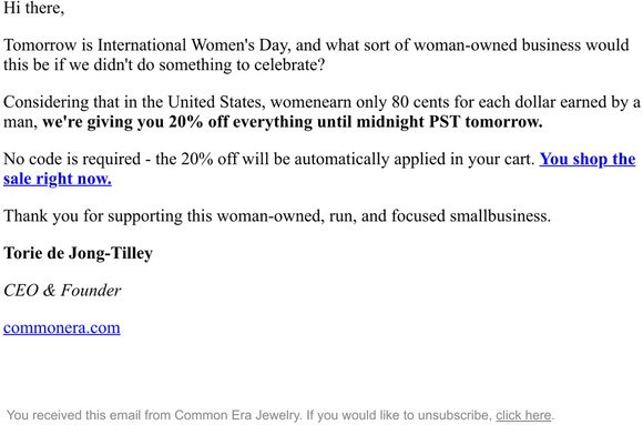 One day only -  IWD Sale
