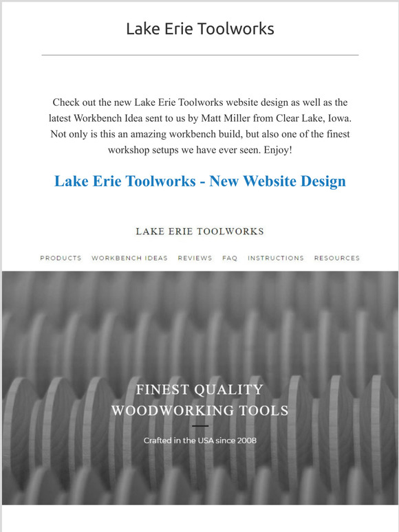 Lake Erie Toolworks - New website design and March 2021 Workbench Idea