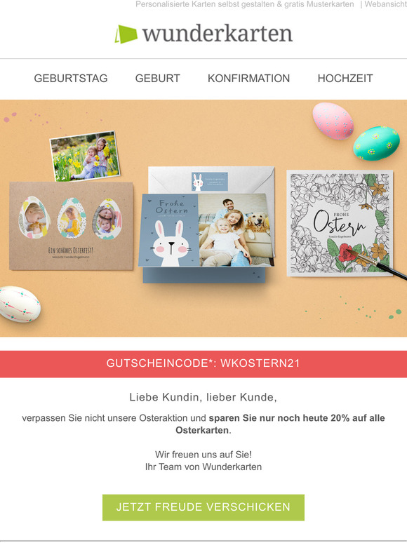 Nur noch heute - 20% auf alle Osterkarten