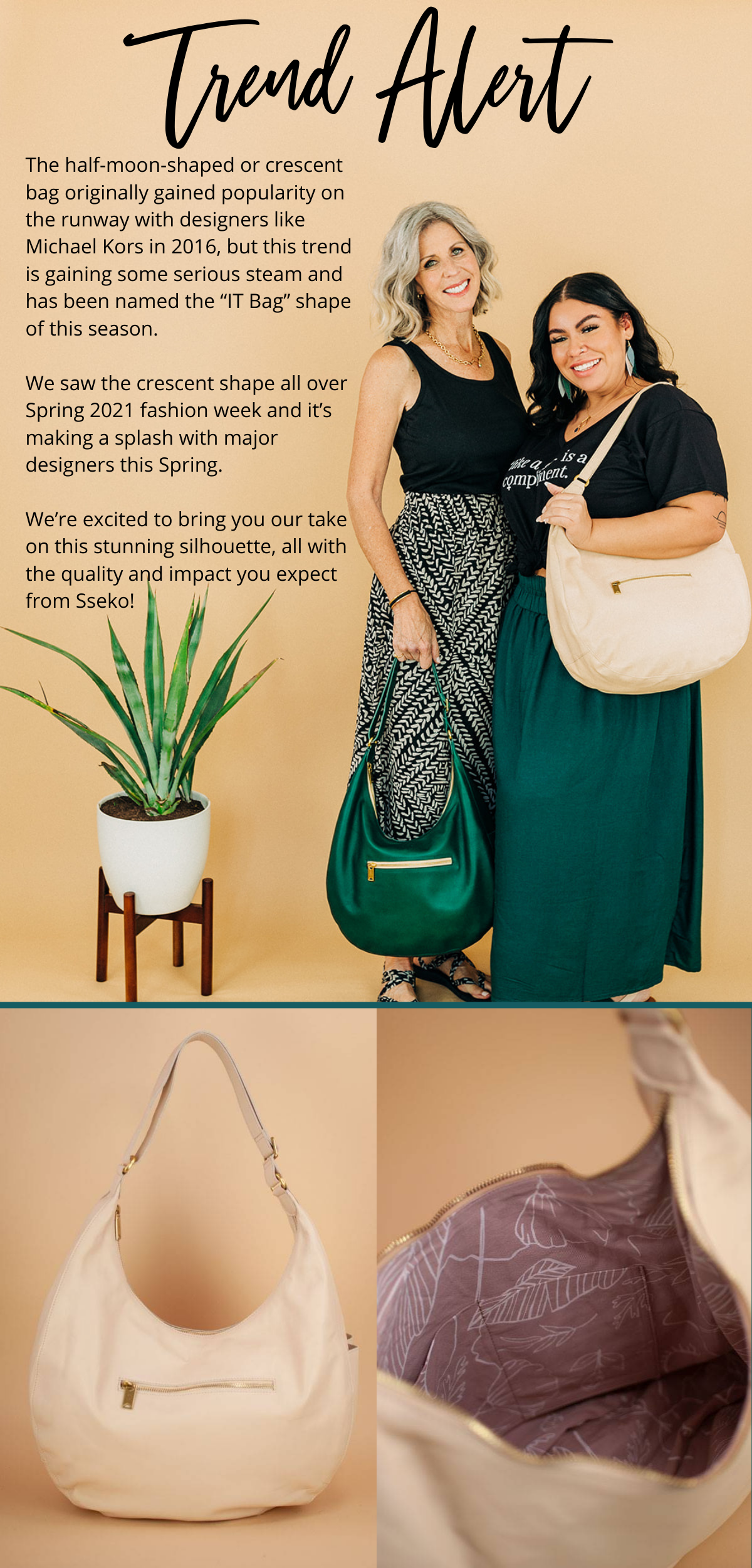 Sseko Slouchy Crescent Bag in Agave